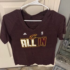 adidas Cleveland Cavaliers Burgundy 'All In' V-Neck Tee